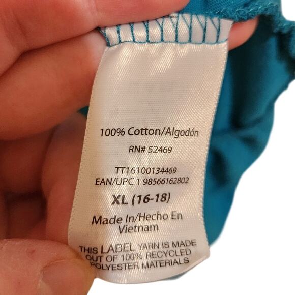 Time And Tru Blue Short Sleeve Pocket Casual Tiered Cotton Midi Shirt Dress XL - Picture 8 of 10